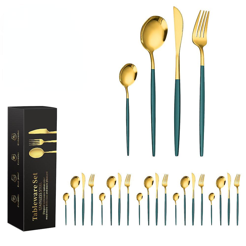 304 Stainless Steel Flatware Sets Knife, Fork And Spoon 4-piece Set Multi-color Optional 24-piece Set