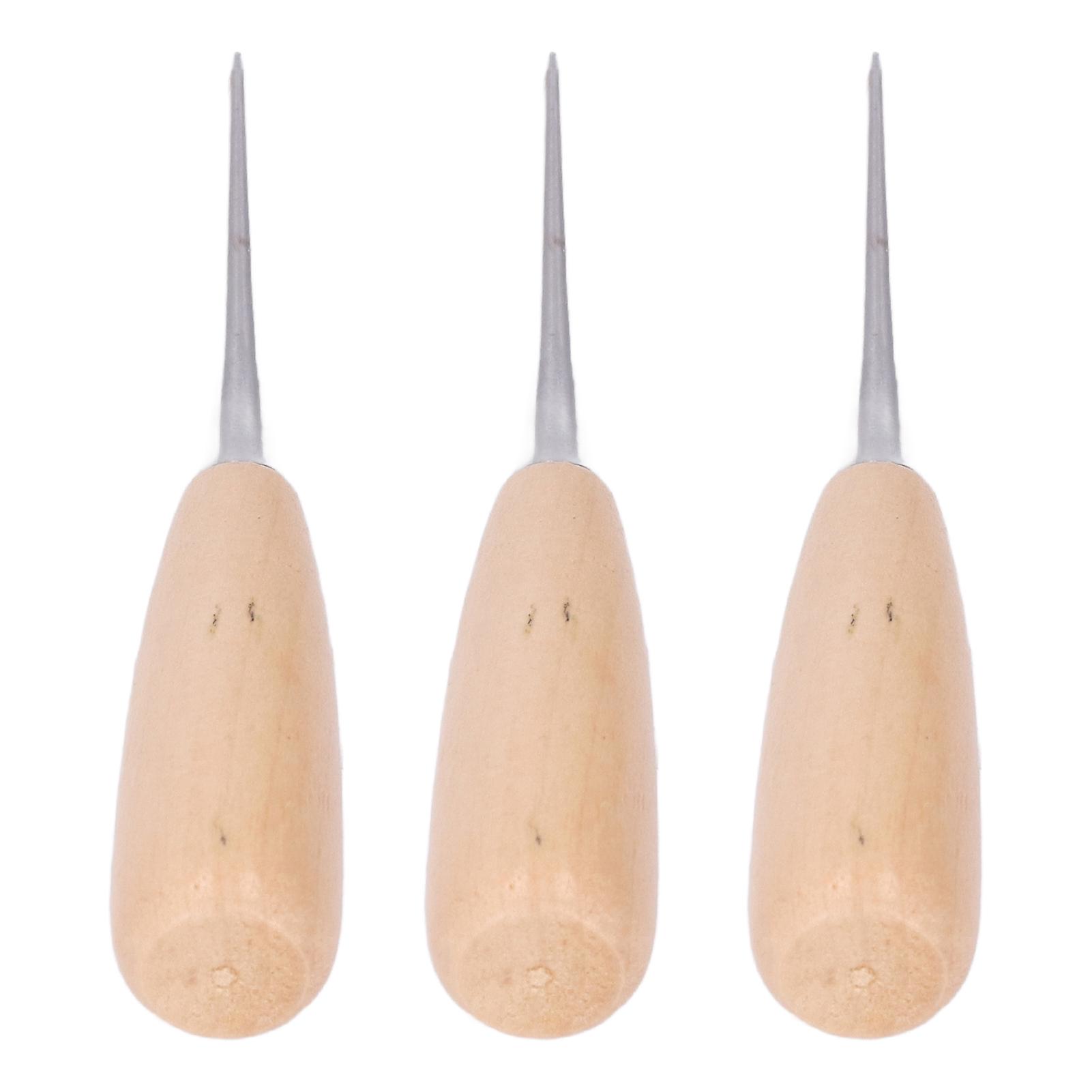 CYNCS 3Pcs DIY δερμάτινα εργαλεία τρυπών χάλυβα εργαλείων ξύλου πεύκου Εργαλεία δερμάτων τρυπών τρυπών χάλυβα Awls για το χαρτί