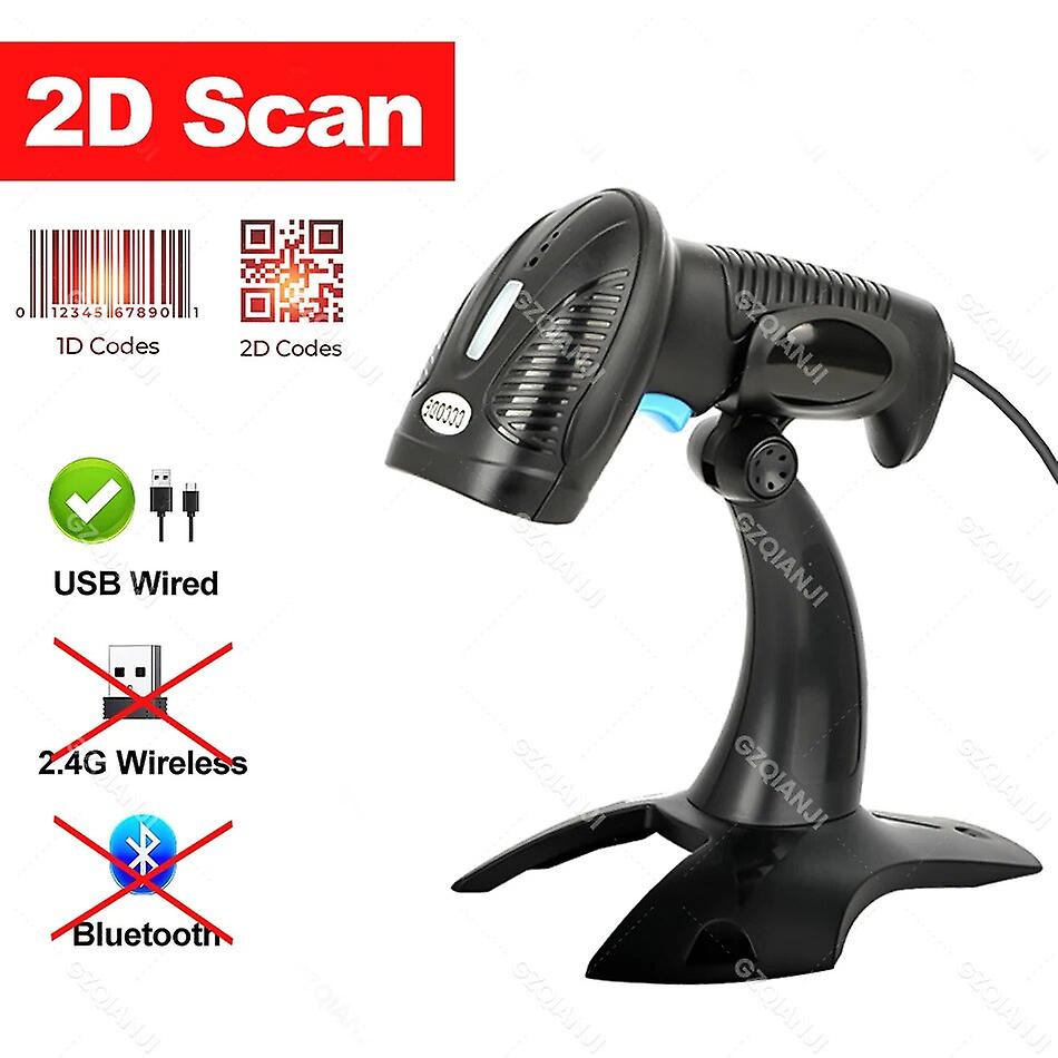 1D 2d Qr Handheld Barcode Scanner Bar Reader Portable Usb Wireless 2.4g Bluetooth Connect Pdf417 Dm Code 3 In 1 1.5m Drop