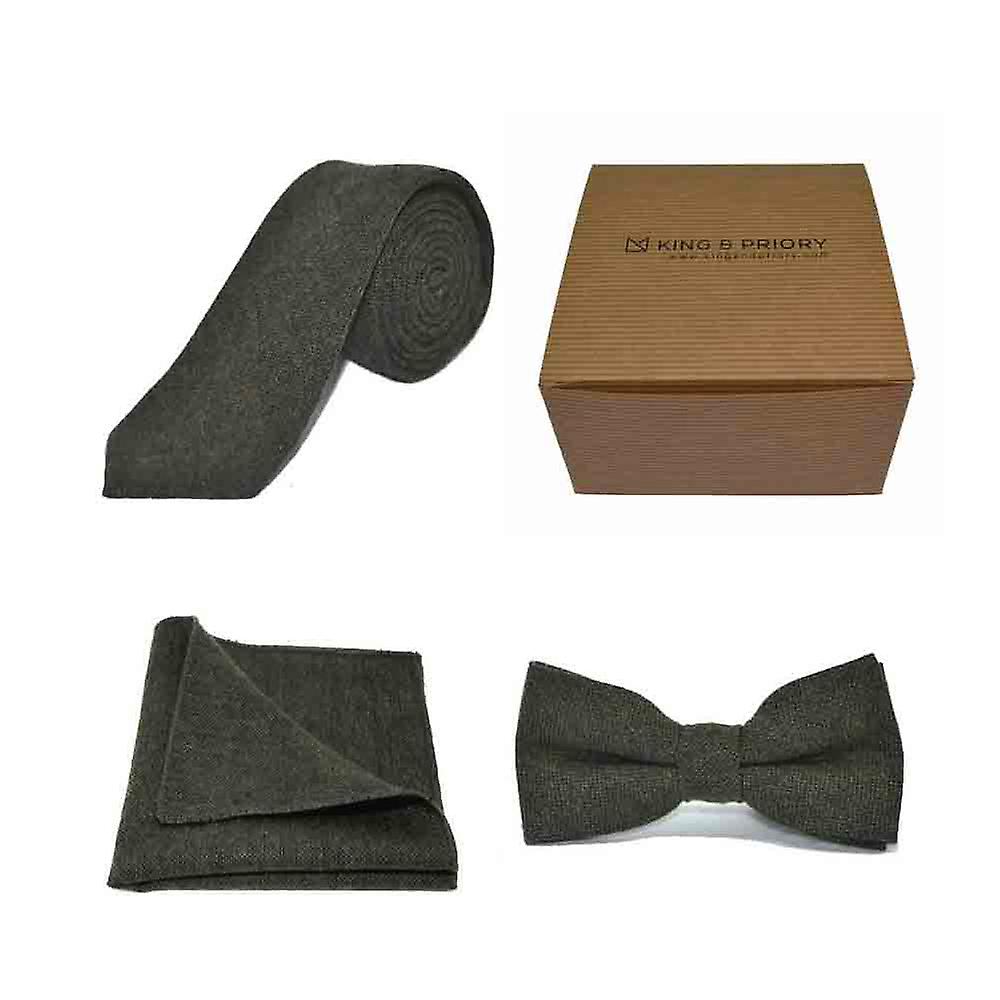 Highland Weave Forest Green Bow Tie, Tie & Pocket Square Set | Boxed