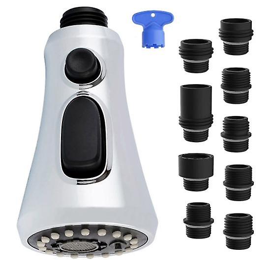 Faucet Head Replacement Rustproof Universal 3-Function Pull Down Kitchen Sink Faucet Sprayer Head Nozzle