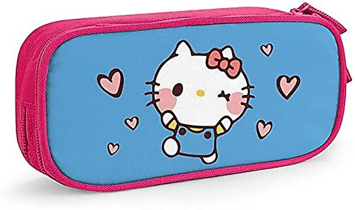 كرتون مرحبا كيتي مقلمة لطيف سحاب قلم تخزين حقيبة الطلاب حامل صندوق قلم رصاص منظم للبنات الأولاد قلم أسود وردي bd002410