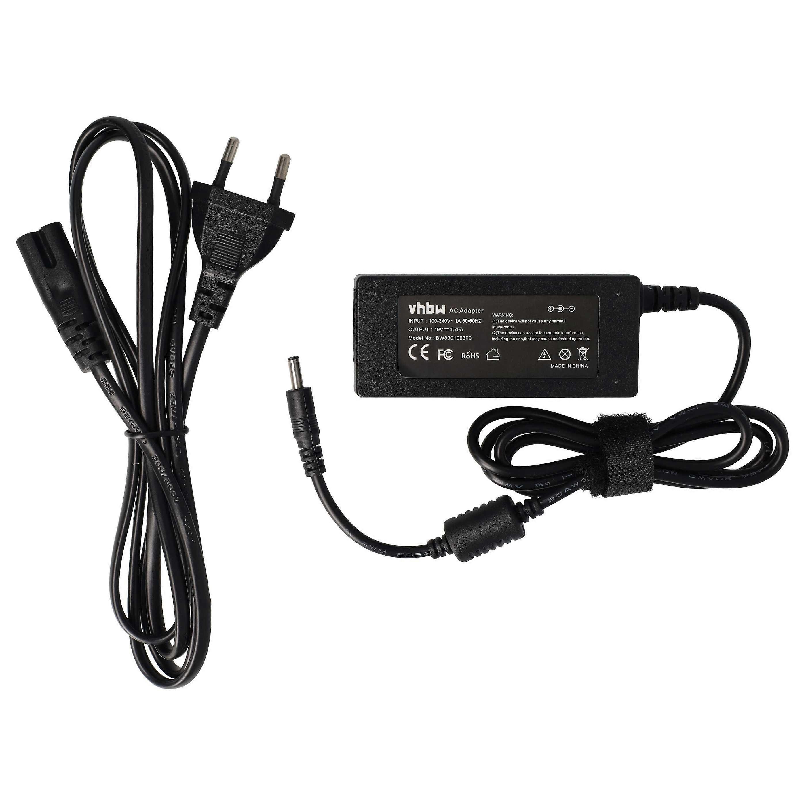 vhbw Netzteil kompatibel mit Asus VivoBook X202E-CT009H, X202E-CT006H, X202E-CT025H, X202E-CT001H, X202, X202E-CT3217, X202E Notebook - 200 cm, 33 W