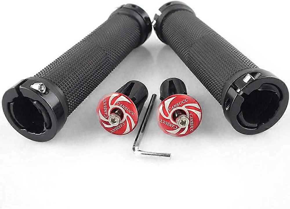 a pair of Bicycle MTB Handlebar Grips Double Lock Cycling Rubber GripRed)
