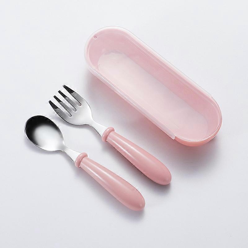 Premium Stainless Steel Utensil Set - Durable & Rustproof Fork Spoon Cutlery with Stylish Storage Box - Adorable Round Handle Design for Everyday Dini