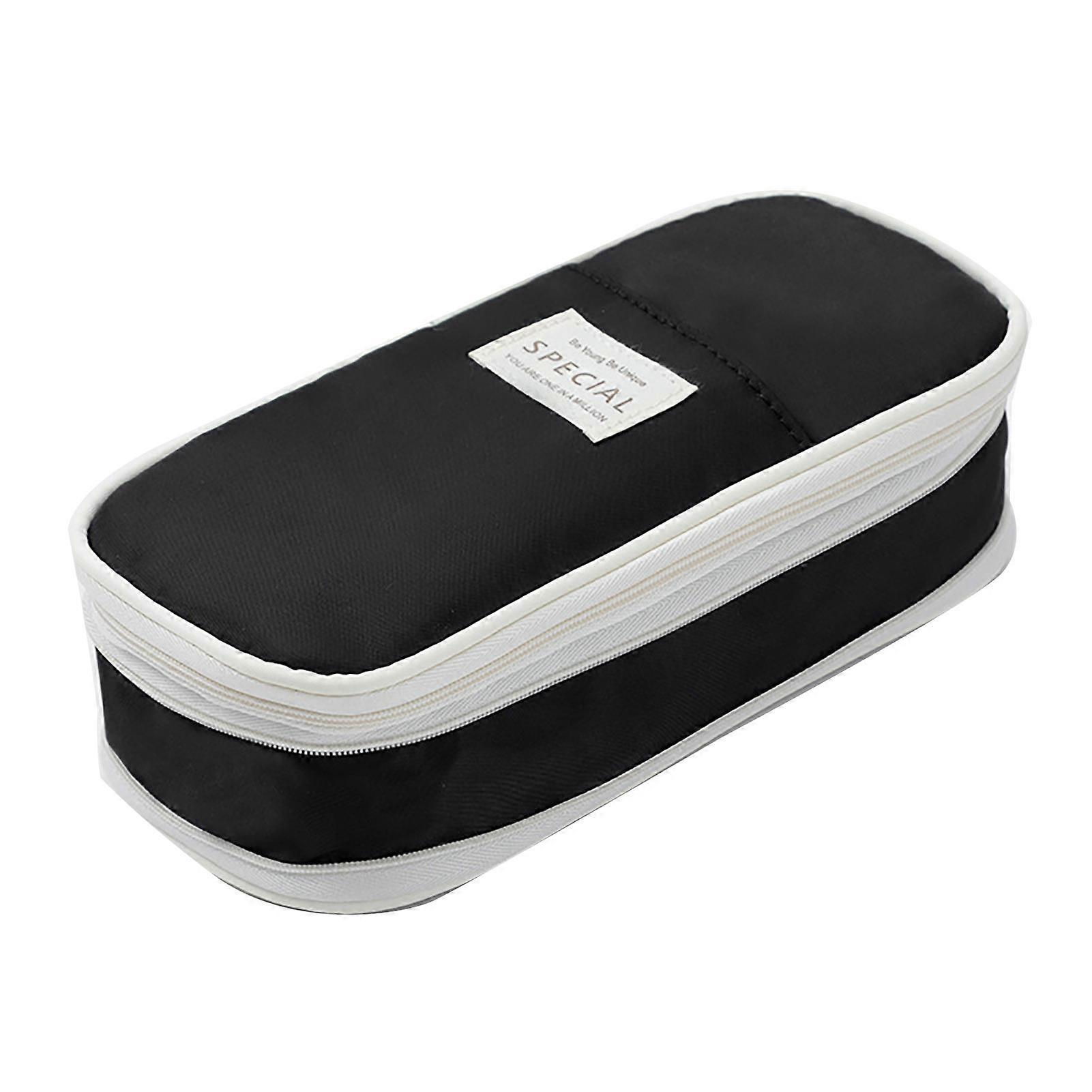 Canvas Pencil Case Compact Expandable Large Capacity Zipper Closure Pen Case Multifunctional Storage Bag Stationery Holder