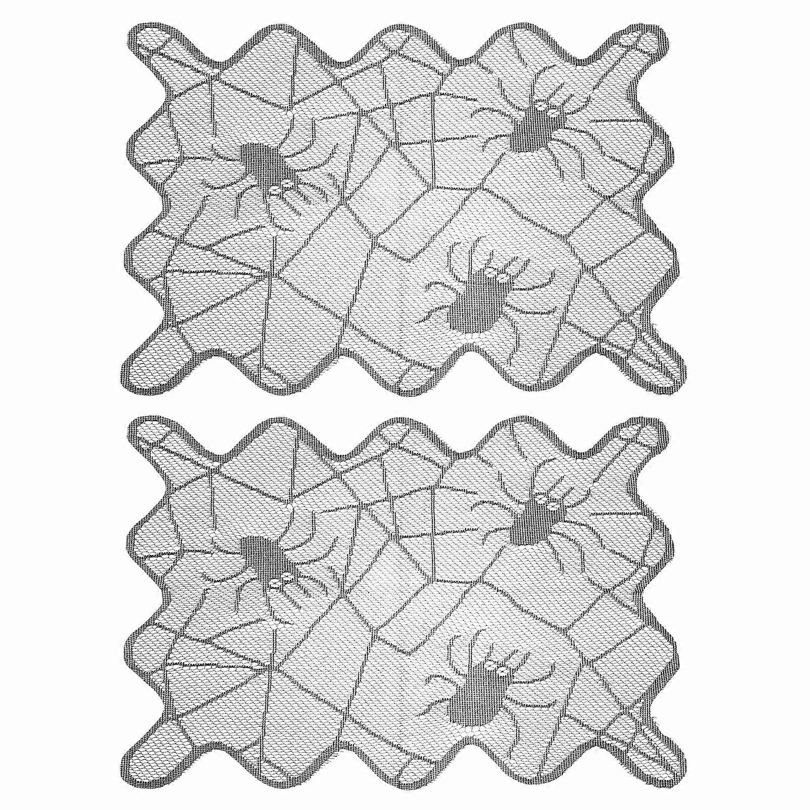 2PCS Halloween Spider Web Table Mat Creative Halloween Cup Mat Cobweb Placemat