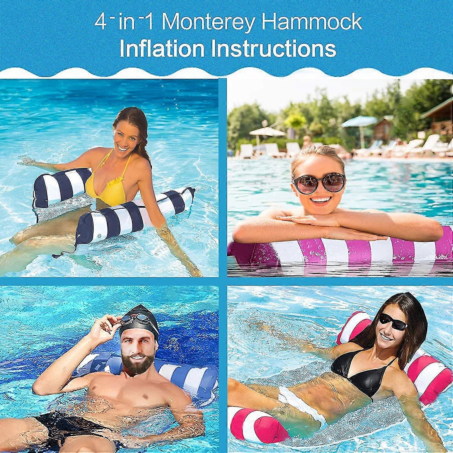 2 Amache Gonfiabili Per Piscina - Sedie Galleggianti 4 In 1 Con Pompa Manuale - Portata 150kg - PVC Resistente