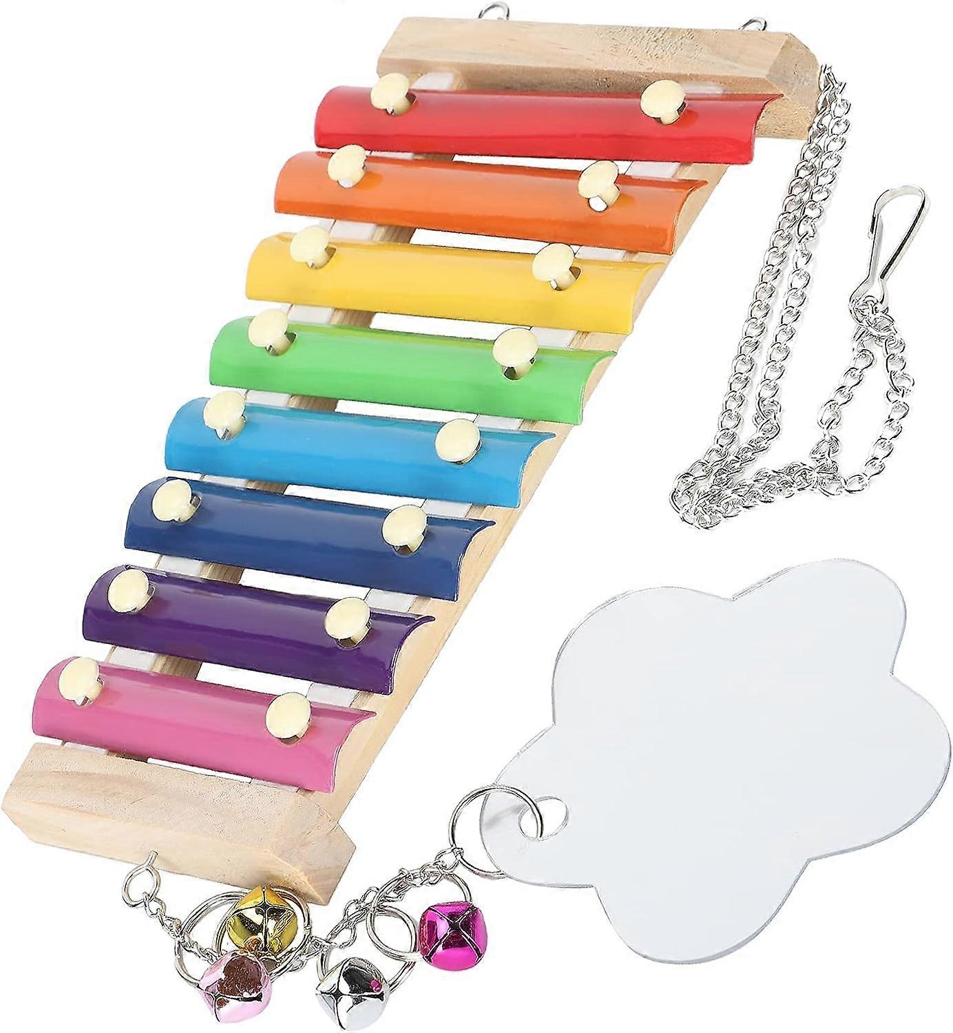 Chicken Coop Pecking Toy, Chickens Pecking Xylophone Safe Colorful Musical Instruments with Mirror Bell 8 Metal Keys to Attract Chicken