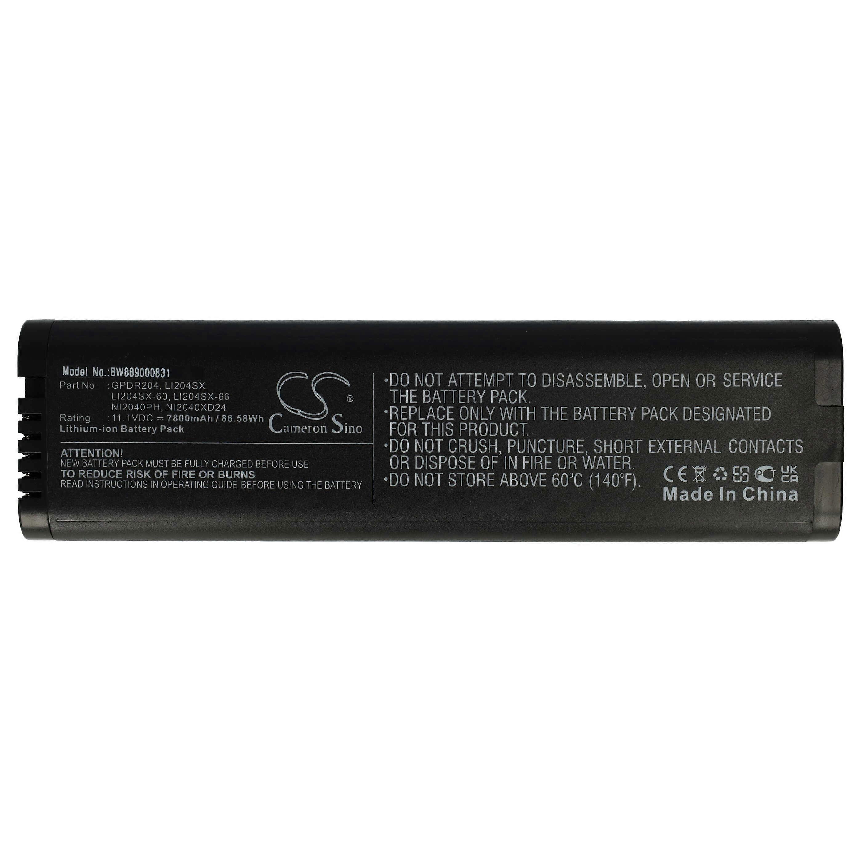 vhbw batterij compatibel met Anritsu MS2724B, MT821xE, MS2726C, MS272xB, MS2724C, MS2725C, MT8213E, MS272xC, MT8212E meter (7800 mAh, 11,1 V, Li-Ion)