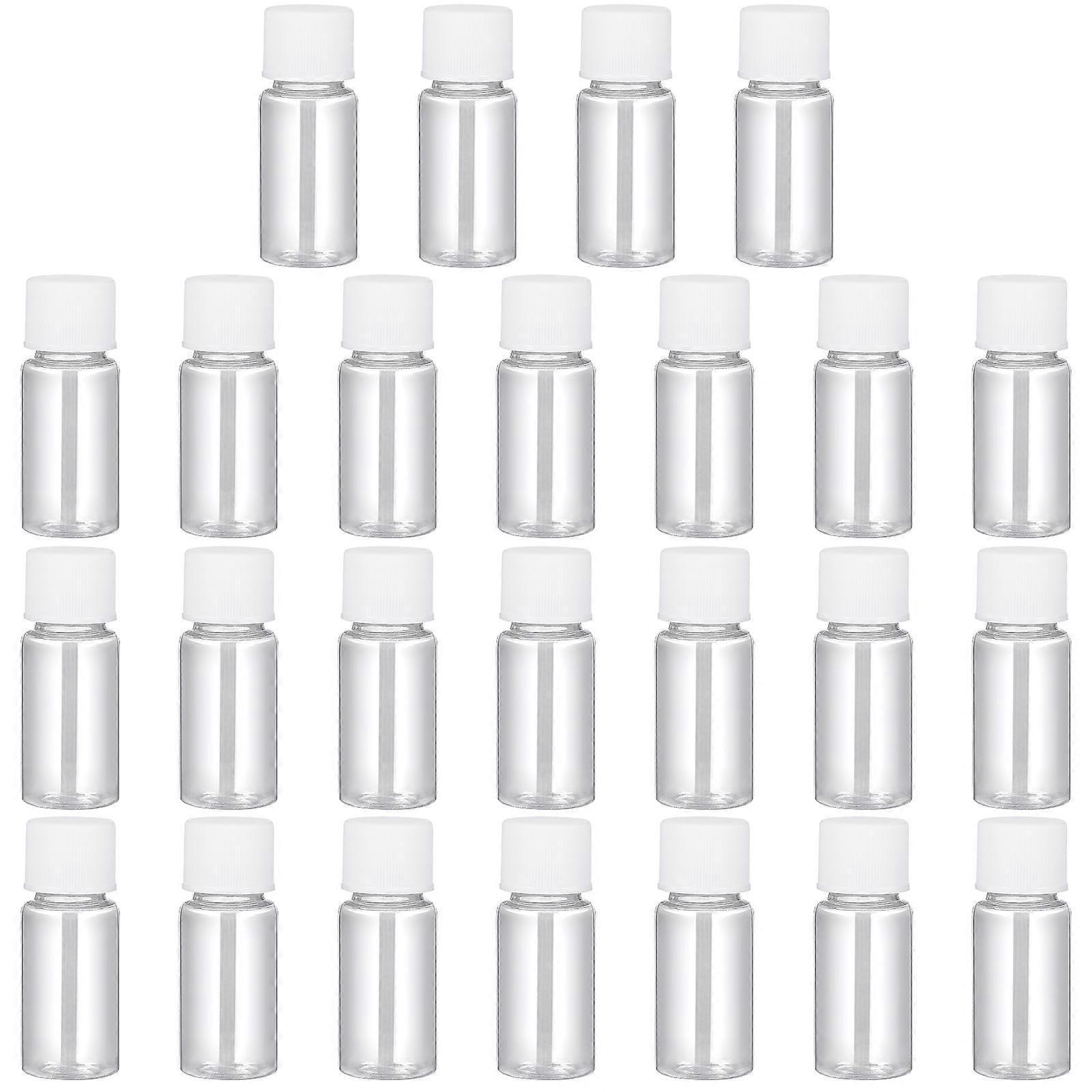 SOLUSTRE 25pcs 10ml Sample Bottles Refillable Plastic Transparent Lotion Bottle Shower Gel Container