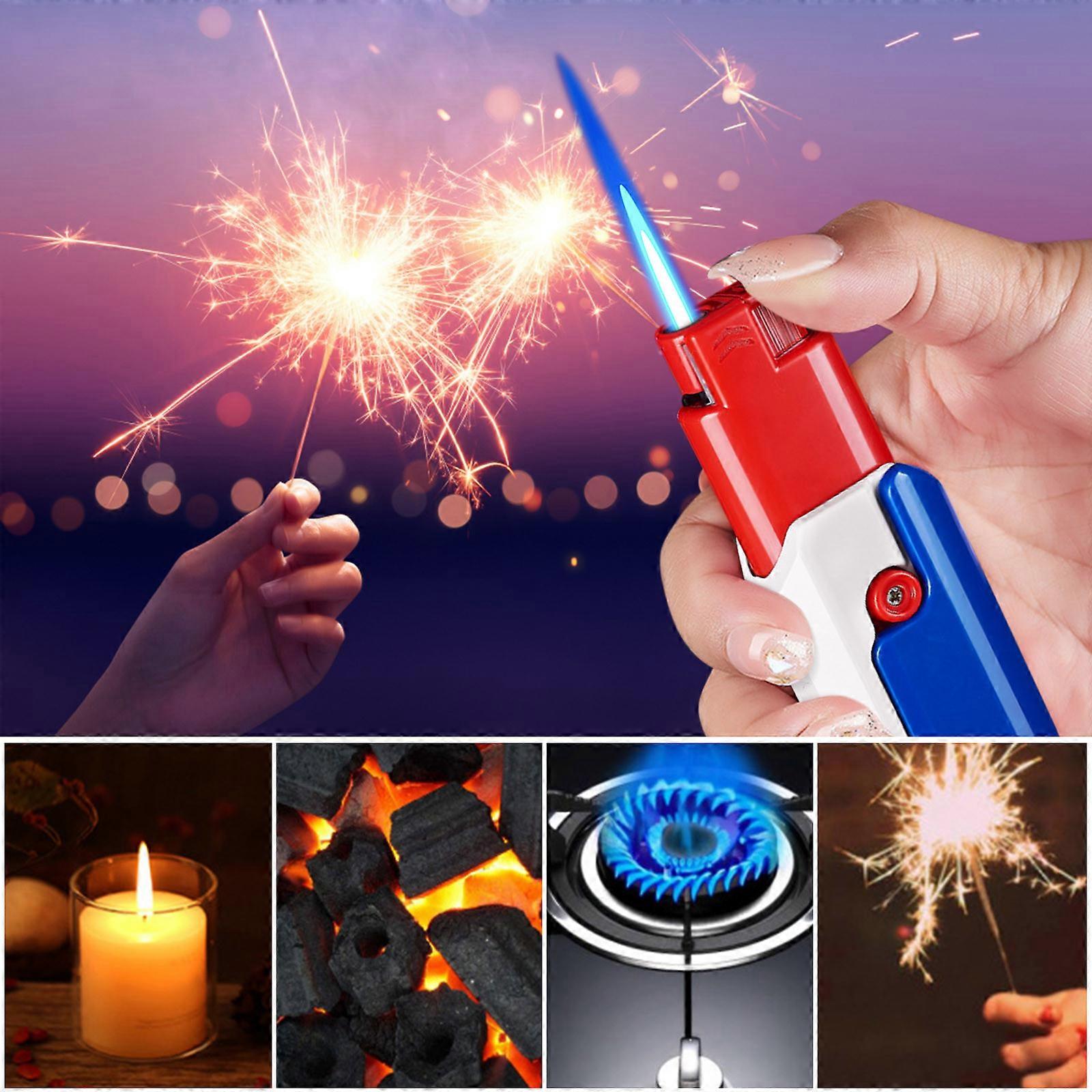 Windproof Inflatable Lighter With Retractable And Foldable Cool Lighter Blue Flame