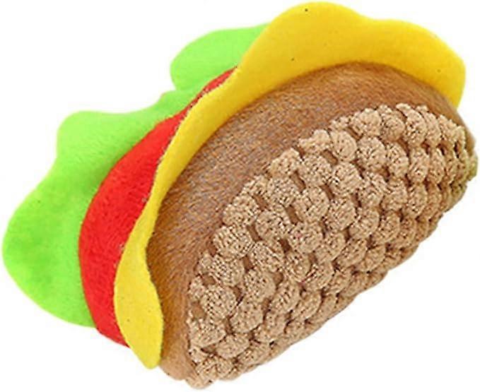 Hamburger Shape Plush Pet Toy Puppy Dog Cat Squeak Chewing Interactive Toy Pet Training Supplies Molar Interactive Play Scratch Squeaky Chew Toy for P
