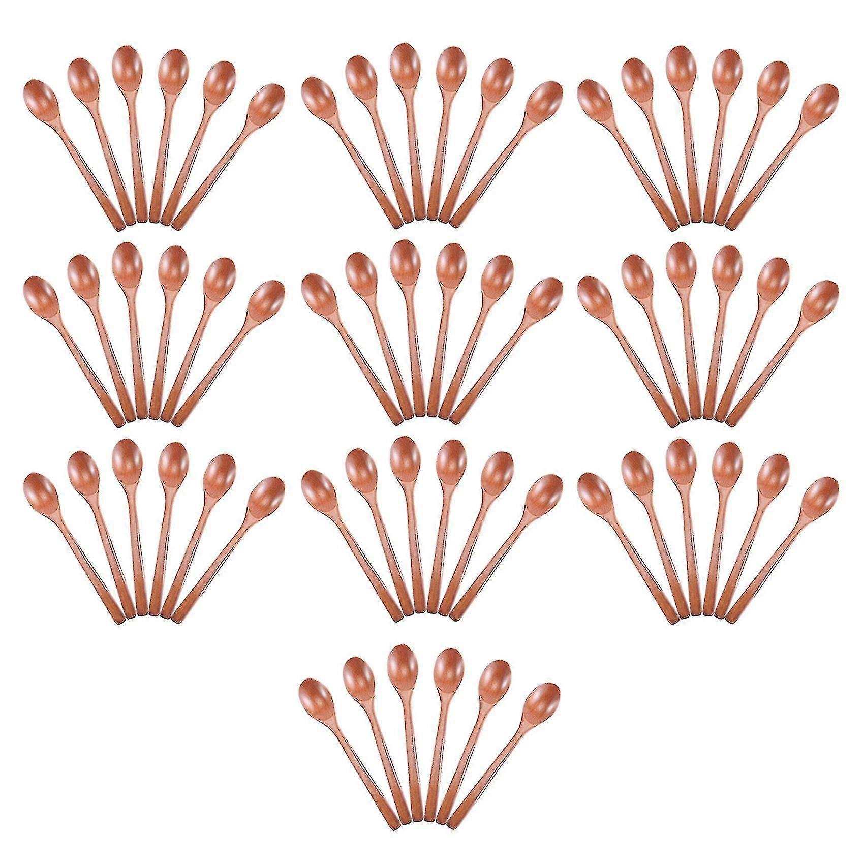 6 pieces wood soup spoons compatible with eating mixing stirring, long handle