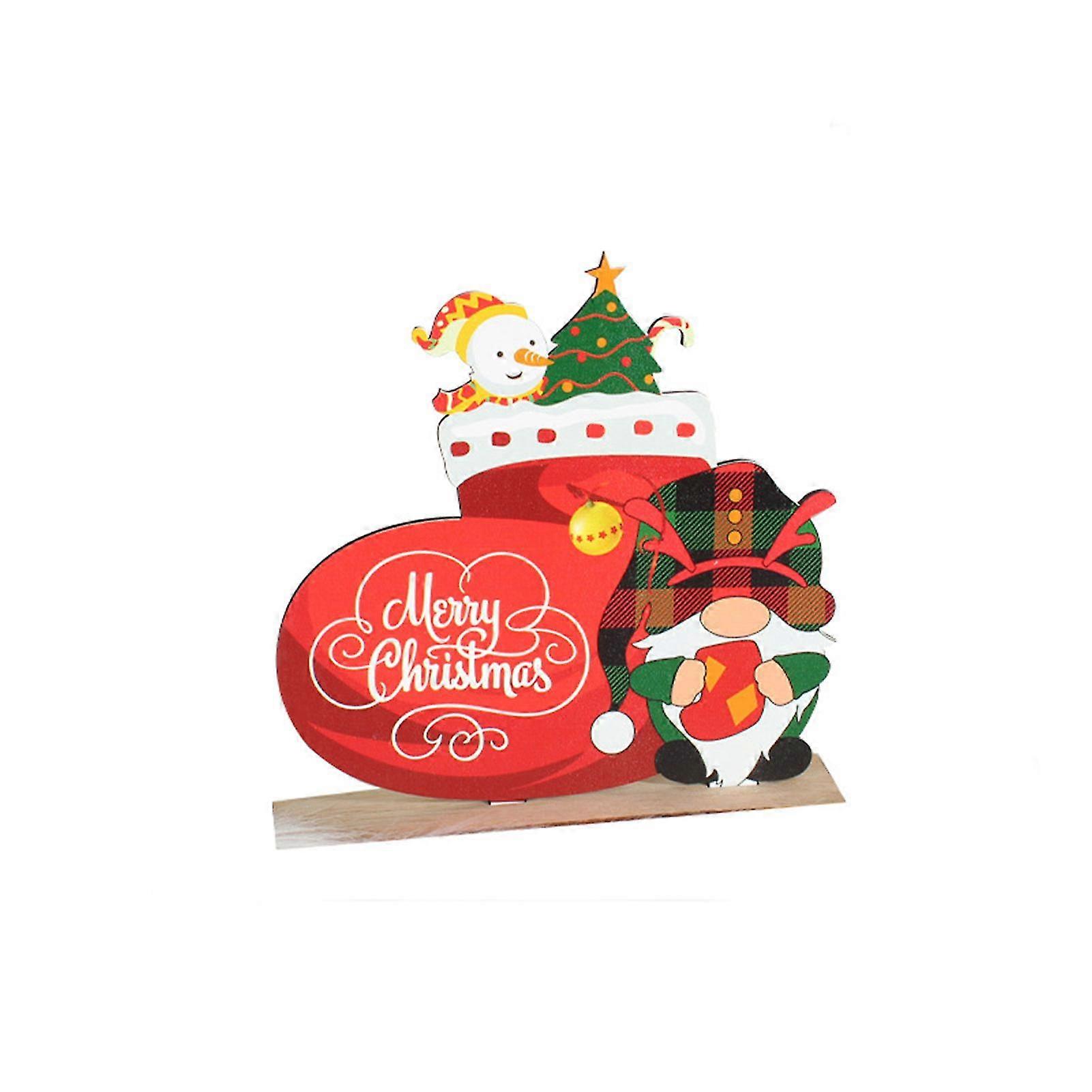Christmas Wood Sign DIY Adorable Gifts Sturdy Anti-fade ation Crafts Merry Xmas Santa Claus Gnome Desktop Ornament