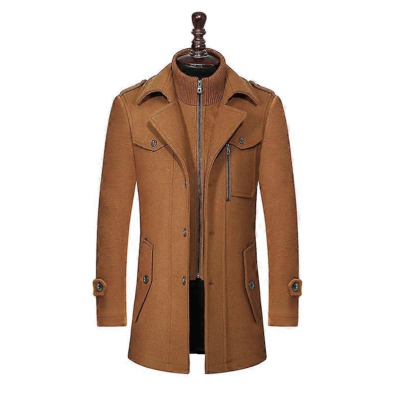 Men's Stylish Single Breasted Wool Coat Thick Winter Jacket