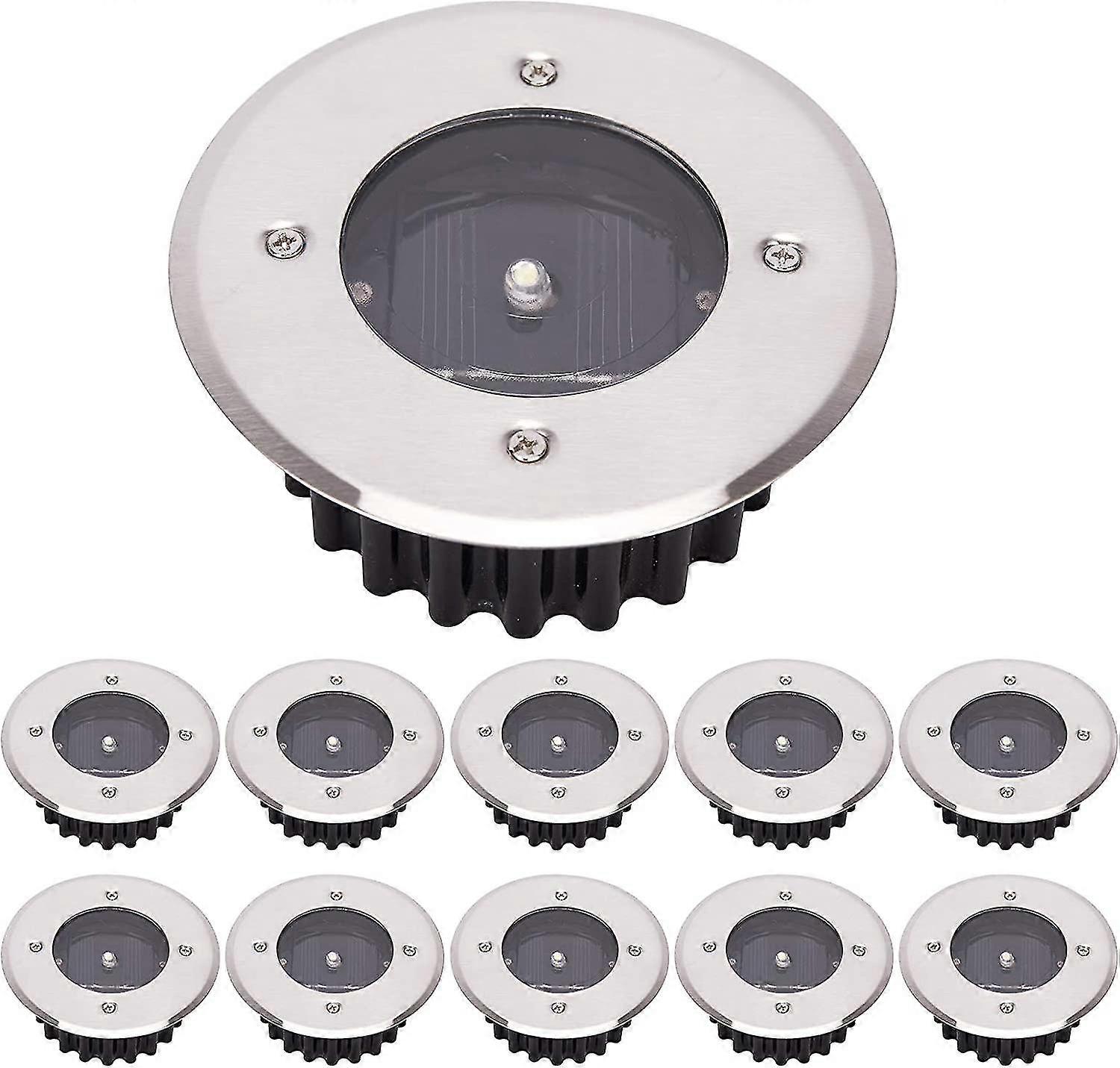 Led Solar Ground Light 10 Pack,ip65 Waterproof (cool White, Round) [energy Class A+]