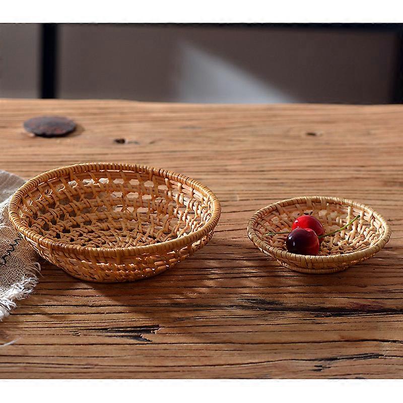 Obstkorb Brotkorb Tablett Aufbewahrungskorb Rattan Gewebter Obstkorb Brot Servieren Korb Rund