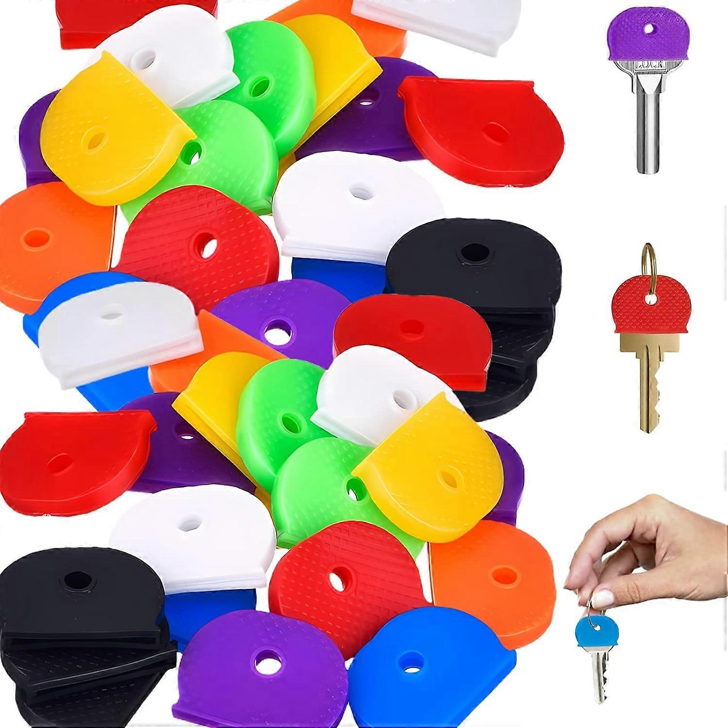 40Pcs Key Covers Caps,Keycaps Silicone Key Identifier Caps Coloured Key Covers, Key Caps Covers Tags Set Flexible Key Covers Coloured Key Cap Label, f