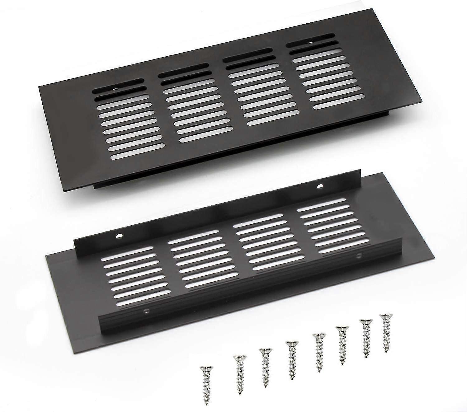 2 قطعة راحة الألومنيوم التهوية مصبغة ، 200mm الزاوي التهوية مصبغة لخزانة وغرفة النوم التهوية (أسود)