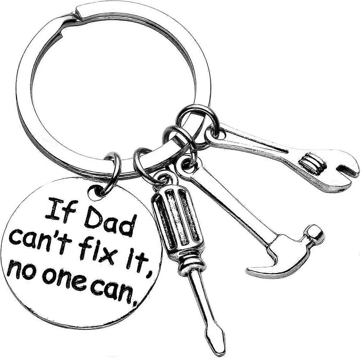 Silver Keyring With Screwdriver Wrench Hammer - If Dad Cant Fix It, No One Can (silver) (1pc) Yaju