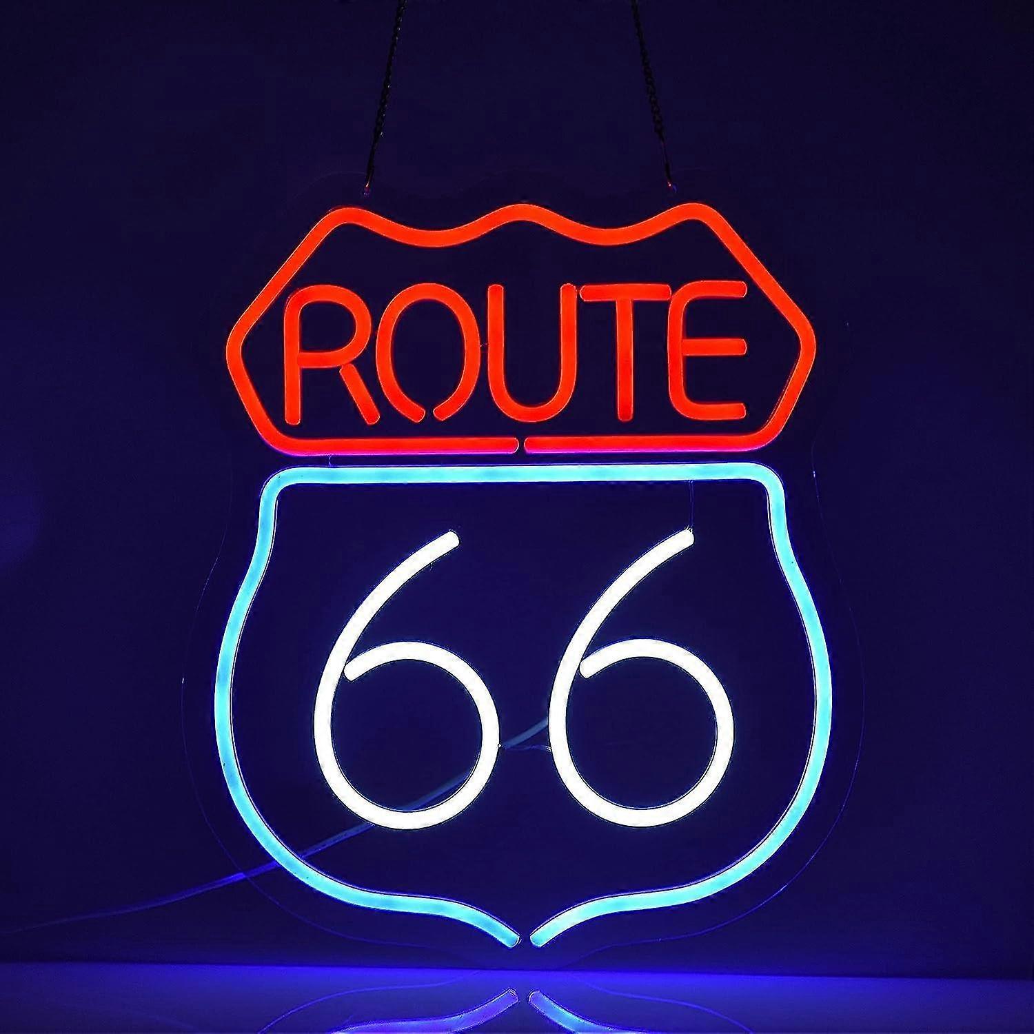 Historic Route 66 Neon Sign Beer Bar Home Art Man Cave Neon Light Handmade With Dimmable Switch Led Neon Lights Signs For Bedroom Home Office Hotel Pu