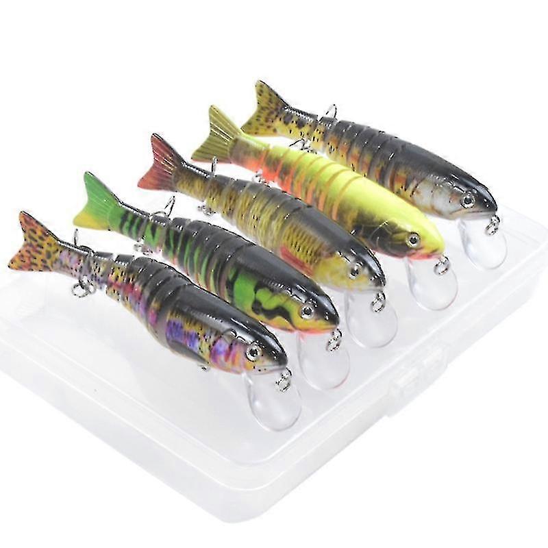 5stk Fiskelokker til basørred 4,3" multileddede swimbaits Fiskeri hårdt lokke