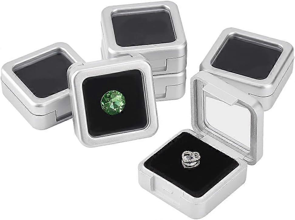 6pcs Diamond Storage Box Gem Display Case Gemstone Container Small Storage Box Jewelry Organizer with Velvet and Window for Collectibles Rhinestone Cr