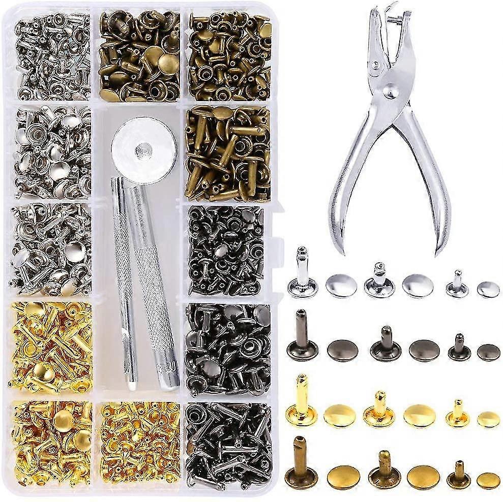 Riveting Pliers 360 Leather Rivet Set Double Cap Rivet Tubular Metal Studs