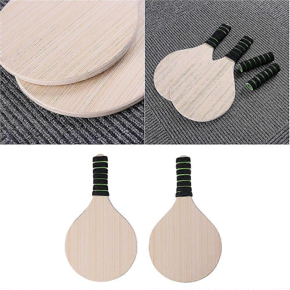1 Pair Wooden Beach Game Bat Badminton Racket For Outdoor Game Beach Party (random Handle Color)