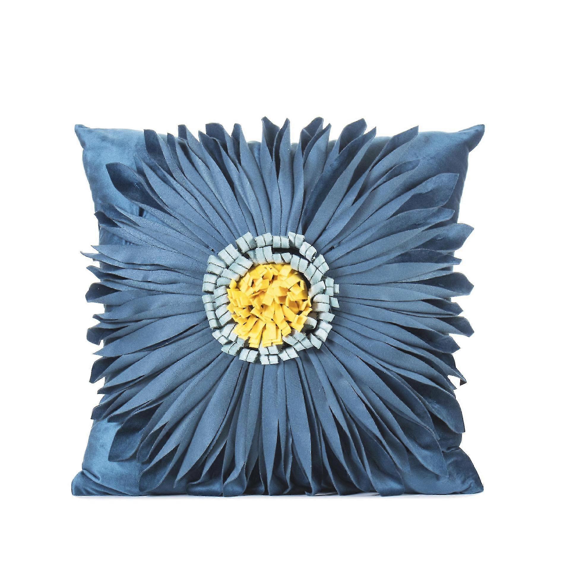 3d Chrysanthemum Flower Pillow Cushion Dark Blue