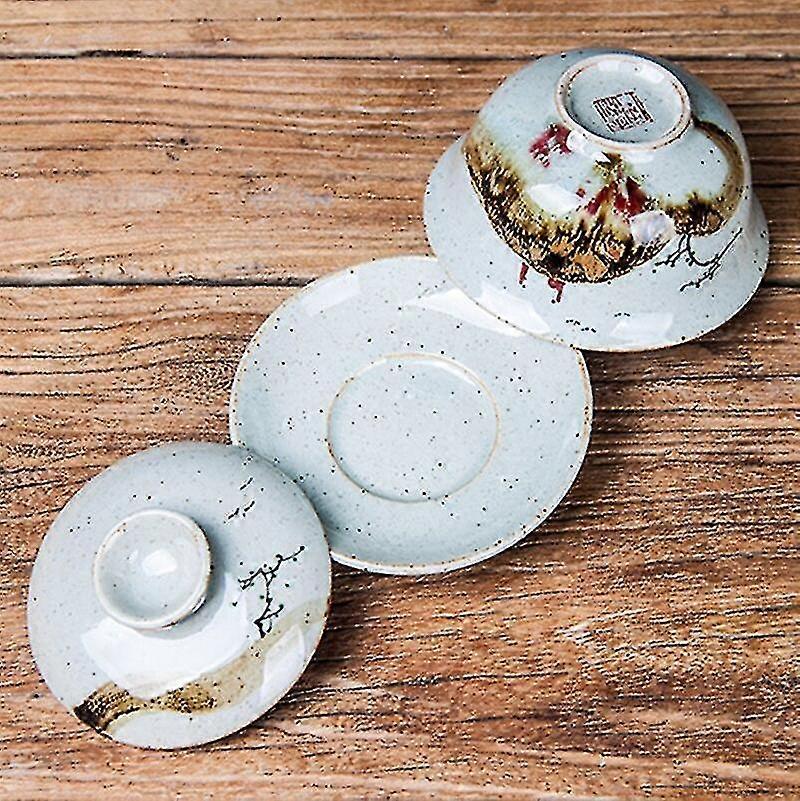 Hand Painted Kiln Change Gaiwan For Tea Red In Glazed Pottery Tureen ...