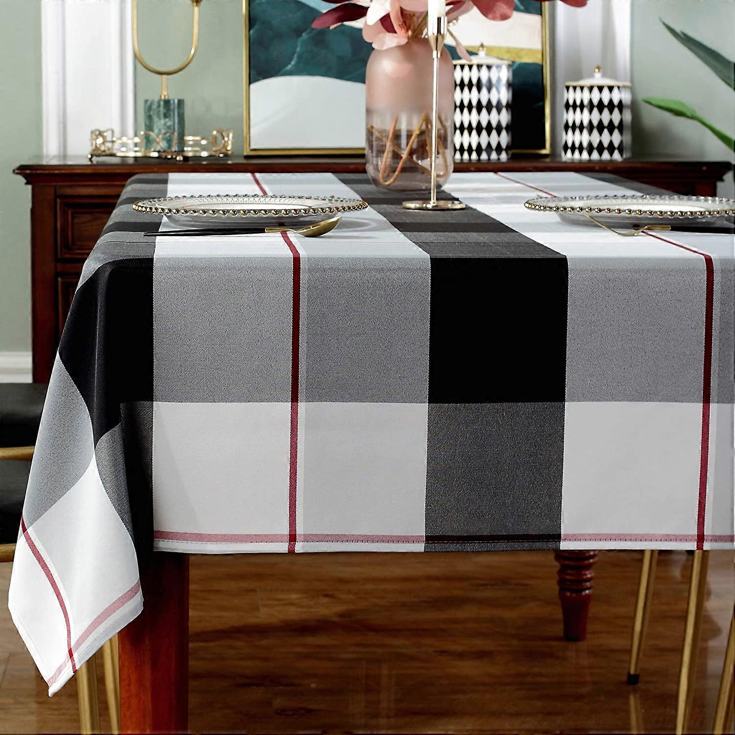 Rectangle Tablecloth Plaid Style Polyester Table Cloth Spillproof Dust-Proof Wrinkle Resistant Heavy Weight Table Cover for Kitchen Dinning Tabletop (