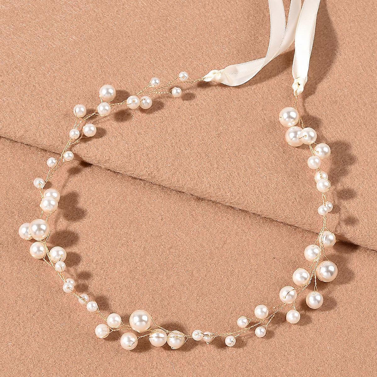 Wedding Headpiece With Lace Ribbon Pearl