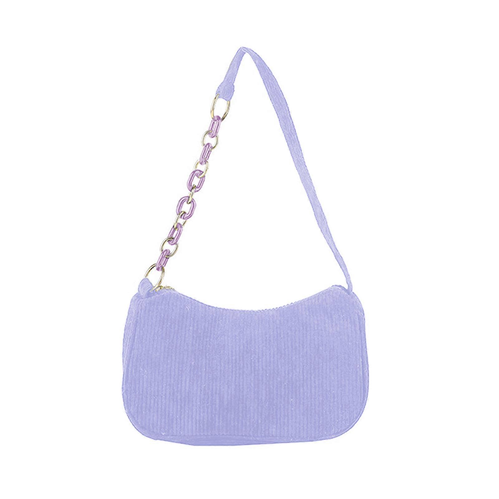 All-match Stripe Underarm Bag Corduroy Shoulder Bag with Zipper Clutch Handbag