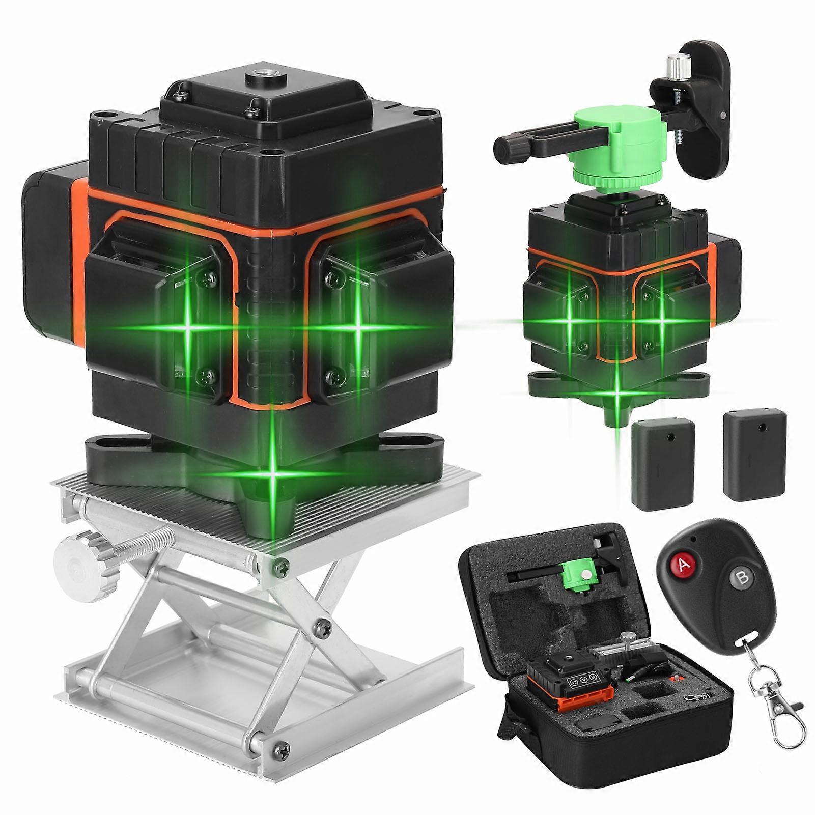12/16 linjaa 3/4D lasertaso itsetasoittuva 360 vaaka- ja pystysuora risti erittäin voimakas vihreä lasertaso