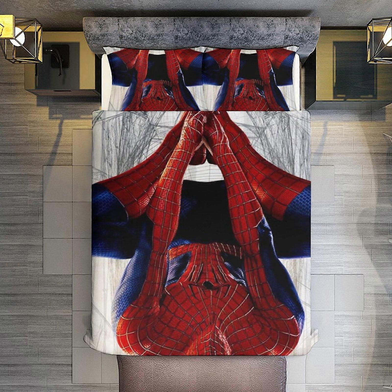 v3118  Bed Sheets Bedding 3 Piece Bedding Set,Spider-Man And Spider Web Comforter Set for Kids Boys Teen Men Tween 3D Lightweight Microfiber Bedding S