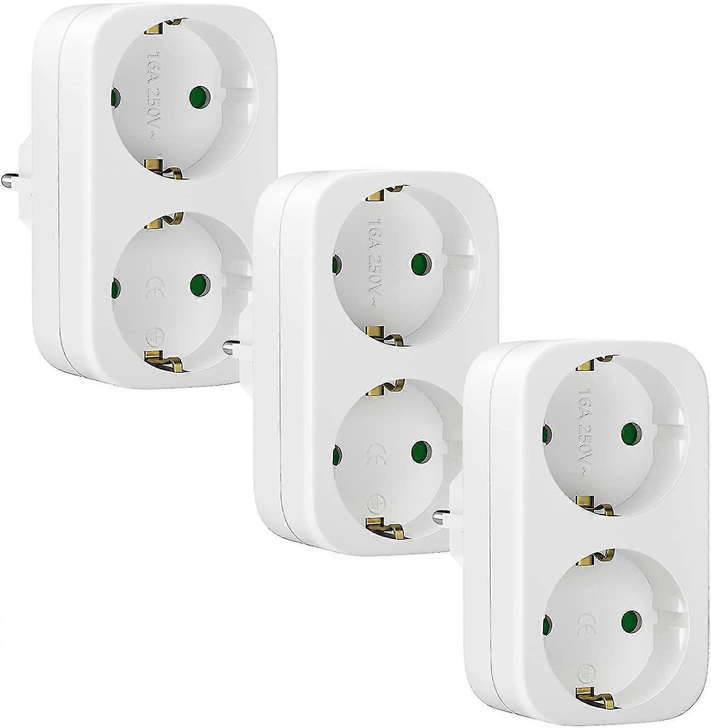 Double Plug For Socket 3 Packs, Socket Adapter 2-way, Multi-plug Double Socket 2 In 1 Multiple Socket Multiple Plug Without Cabl