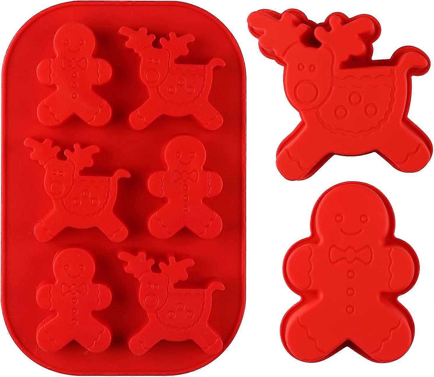 3-pack Christmas Silicone Molds - Gingerbread Man, Moose, And Cookie Pan