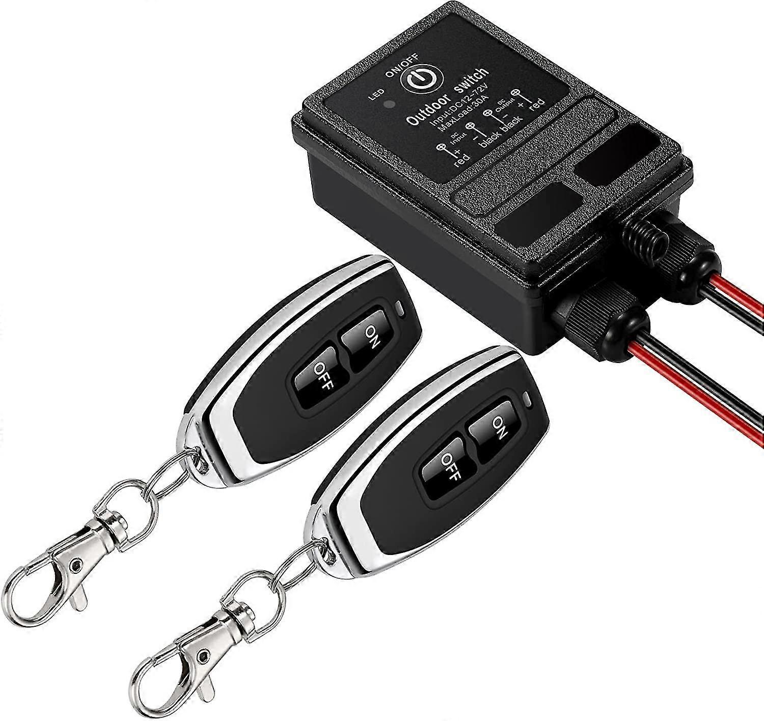 Wireless Remote Switch, Rf Dc 12v/24v/48v/72v Remote Switch, 40a Relay, 328ft Long Harness.