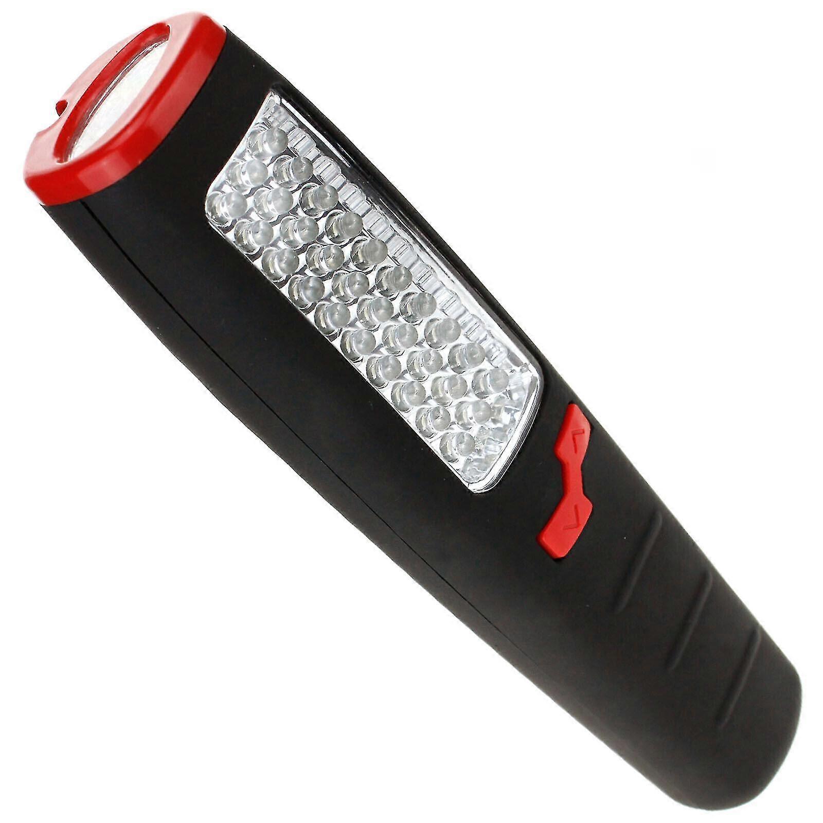 Cordless Magnetic 30+7 Led Inspection Lamp Torch Flashlight Light Camping(black+red)(1pcs)