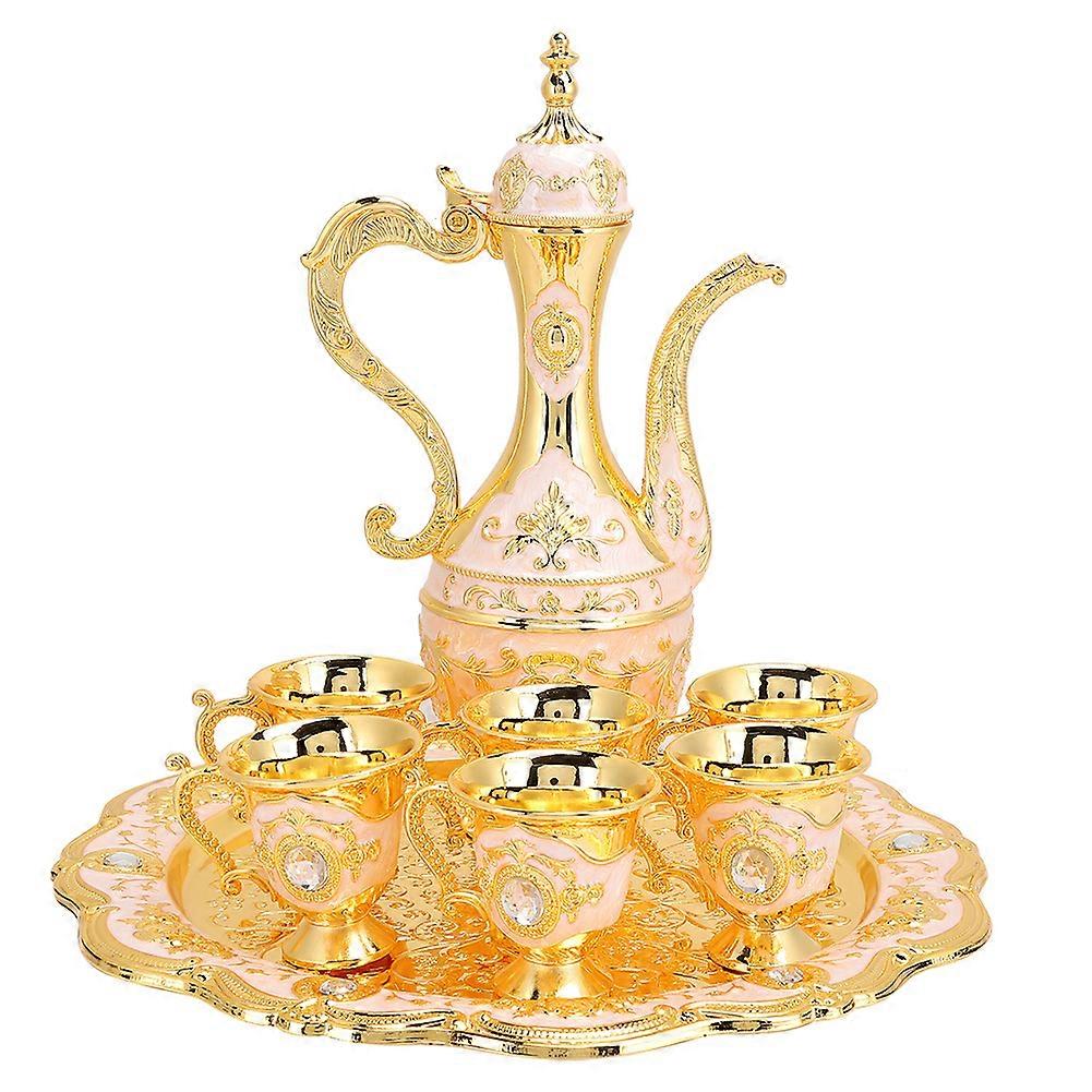 أكواب شرب النبيذ المعدنية مجموعة قارورة الورك على الطراز الروسي الحرف اليدوية هدية الزفافالأبيض والوردي