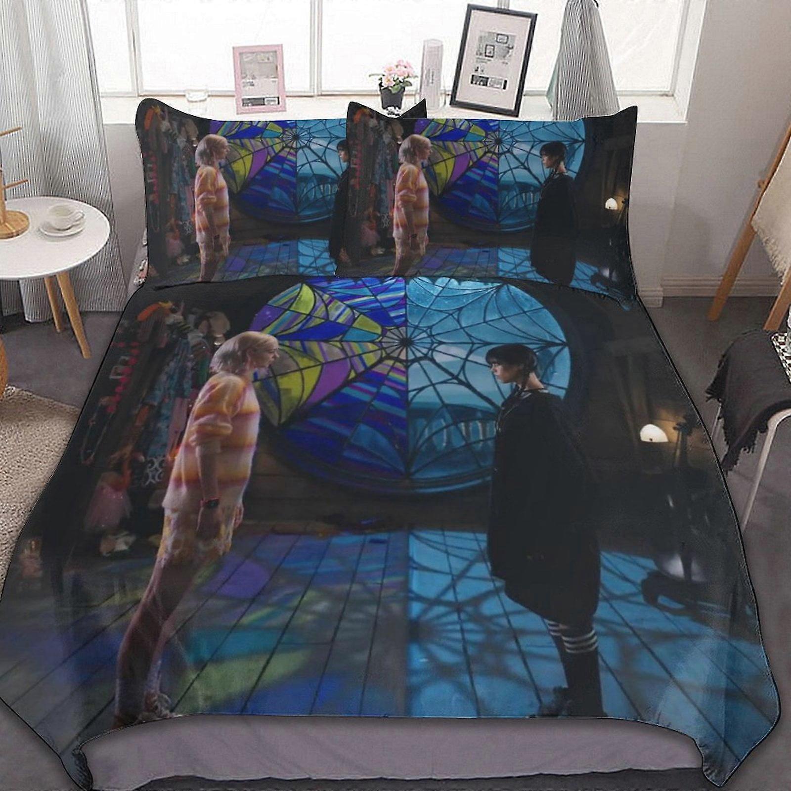 bedding set CA646 Wednesday Addams 3 Pcs Bed Sheets Set Breathable Duvet Cover with 2 Pillow Sham Soft All Seasons Bedding Set Multiple sizes to choos