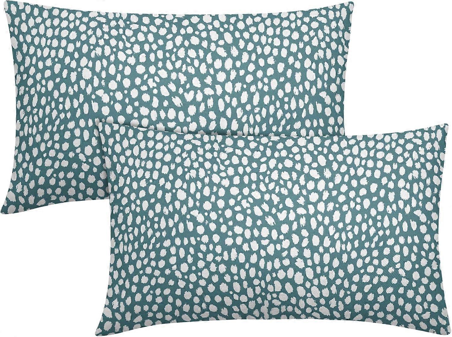 Aqua Cream Dots Lumbar Pillow Covers 12x20 Inches Boho Design Polka Dot Throw Pillow Case Set of 2 Modern Trendy Print Pillow Cover Cotton Linen Cushi