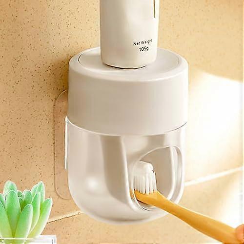 Toothpaste Dispenser Wall Mounted Bathroom Automatic Toothpaste Squeezer,Visualization of Toothpaste Flow Rate(White&Transparent)