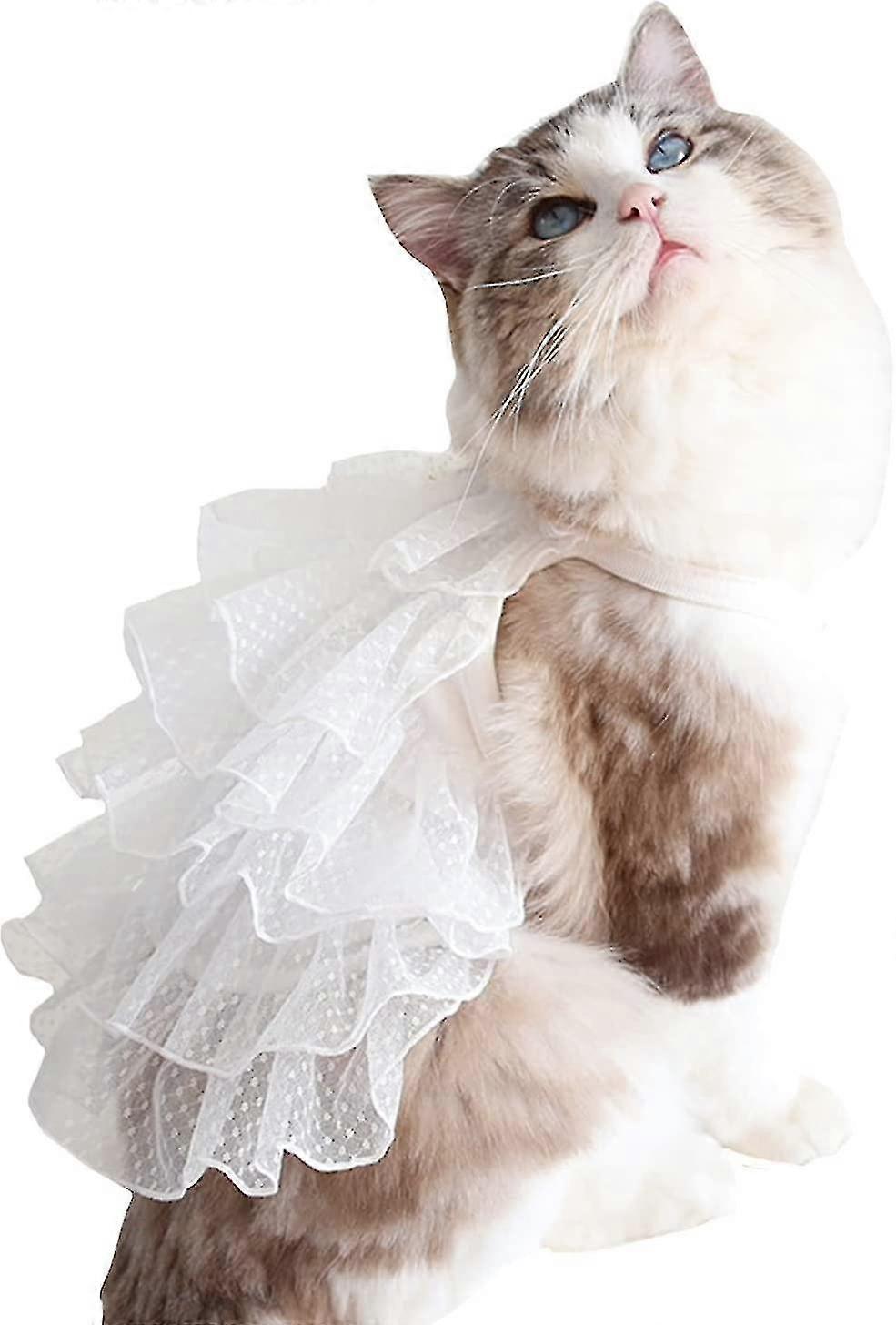 猫のための犬のウェディングドレス、かわいい星空ペット夏服ベストツツスカート、小さな犬ペットアパレルのためのクリスマスドレス衣装(大、白)ホワイトL