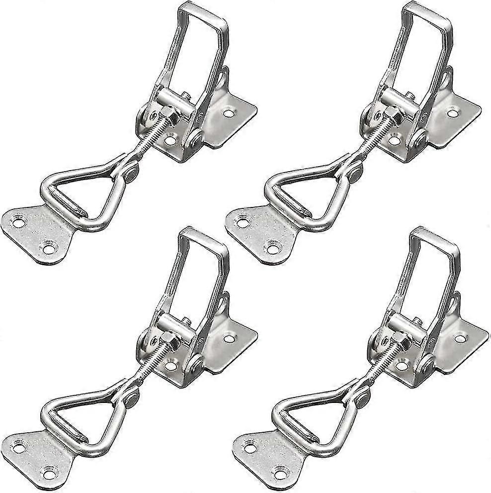 Thickened Stainless Steel Toggle Latch Clamp Horizontal Or 90 Degree Right Angle Adjustable Buckle With Keyholesilver4pcs)