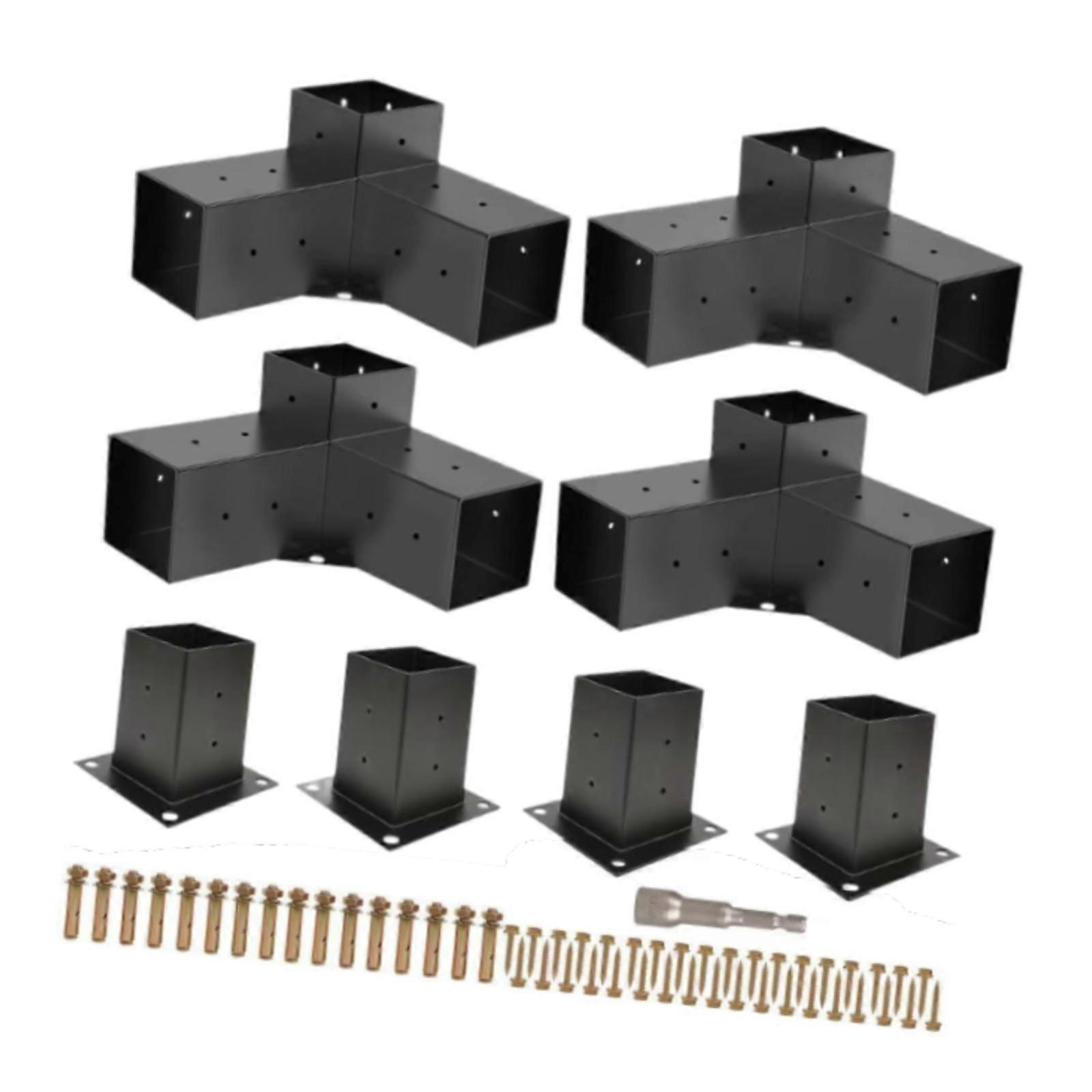 4x 3 Way Right Angle Corner Bracket DIY Elevated Wood Stand Pergola Brackets