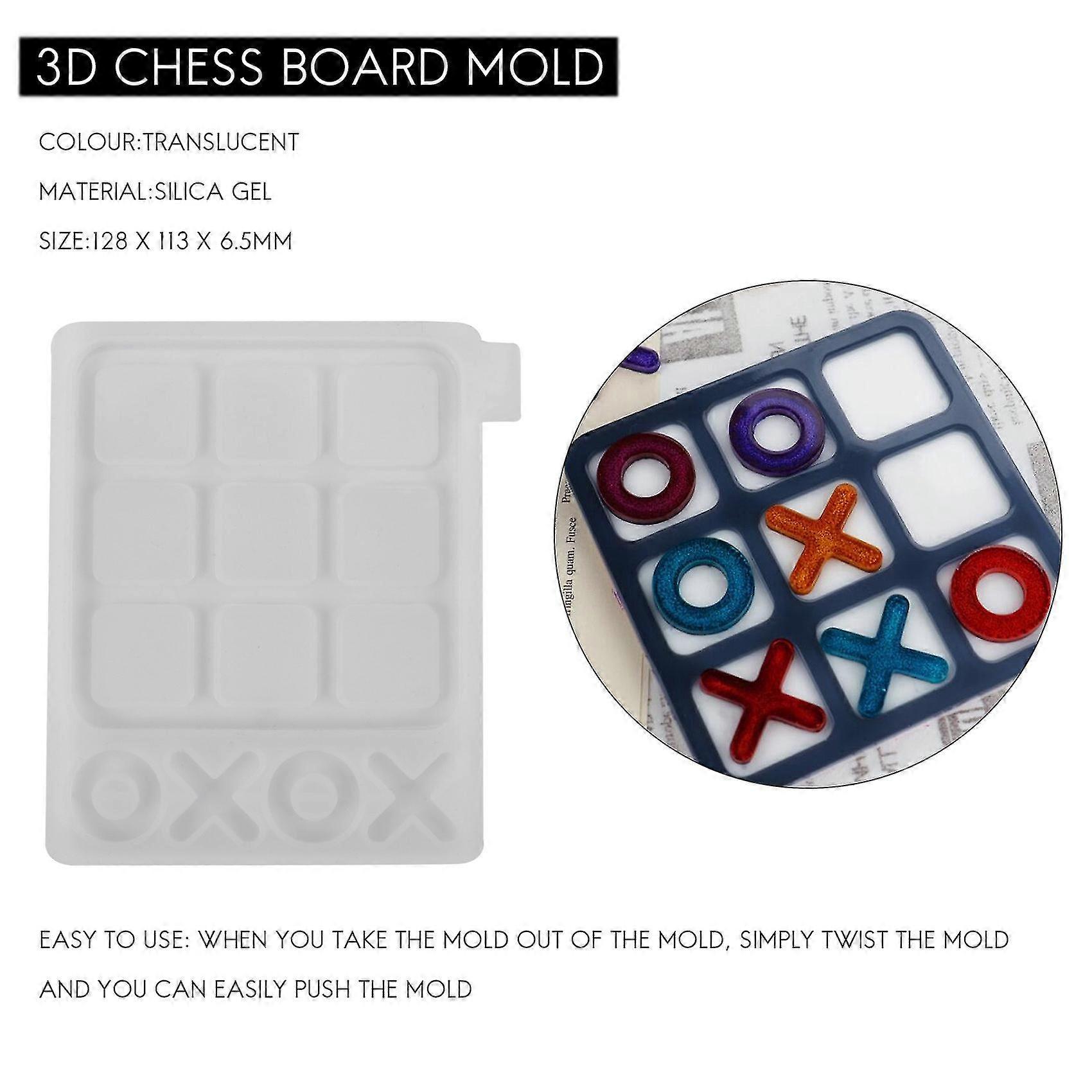 Noughts and Crosses Game Silicone Mold 3D Chess Board Mold Resin Mirror Mould Ox Chess Game Mold Ma