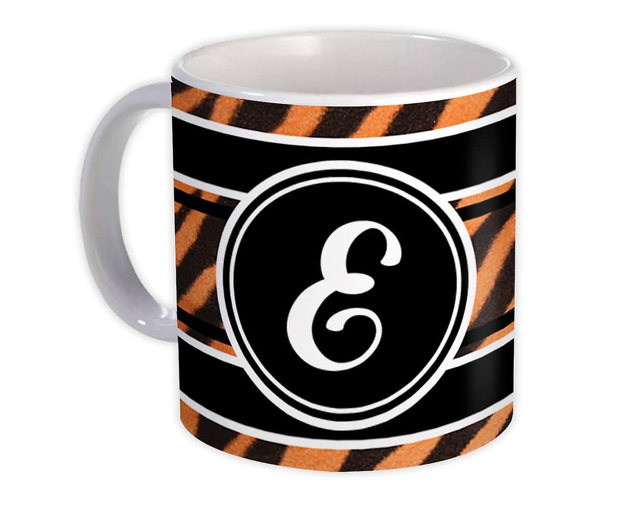 Gift Mug: Monogram Letter E Tiger